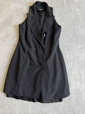 Laundry By Shelli Segal Black Sleeveless Double-Breasted Dress